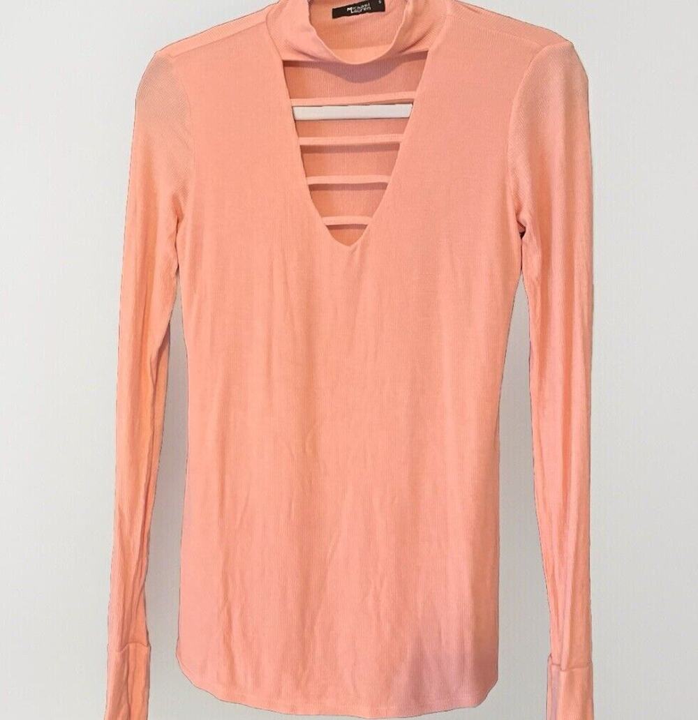 Michael Lauren Womens Shirt Light Pink Pullover Thumbholes Tee Size Small